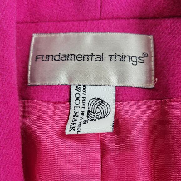 Fundamental Things Pink Wool Cropped Blazer Womens 8 Shawl Collar Gold Button - Picture 5 of 13